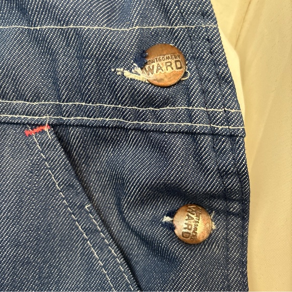 Blue Denim BIB OVERALLS Montgomery Ward VINTAGE 70 S USA Made Men's Size 50 X 30 - Picture 9 of 16